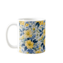 Mooie geel en blauw bloemen Mok