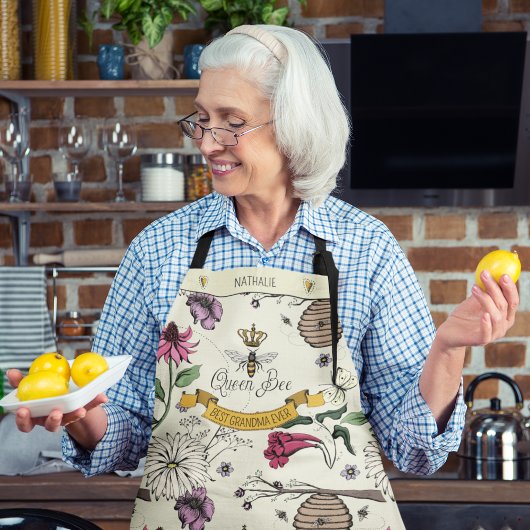 Mooie Geel en Zwart Koningin Bijen voor Oma Schort