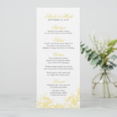 Mooie Geel & Grijs Bloemen Custom Wedding Menu (Staand voorkant)