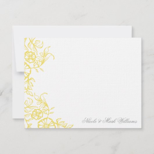 Mooie geel & grijs Custom Flat Dank u Bedankkaart (Voorkant)