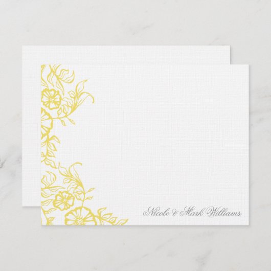 Mooie geel & grijs Custom Flat Dank u Bedankkaart (Voorkant / Achterkant)