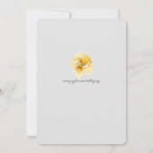 Mooie Geel/Grijze Floral Birthday-uitnodiging Kaart (Achterkant)