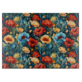 Mooie geel rood blauwe bloemen botanische print snijplank (Voorkant)