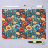 Mooie geel rood blauwe bloemen botanische print tissuepapier (Craft)