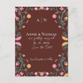 Mooie Geel Roze Bloemen Lijst bruiloft Aankondigingskaart (Voorkant)