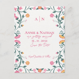  Mooie Geel Roze Bloemen Lijst bruiloft Aankondigingskaart