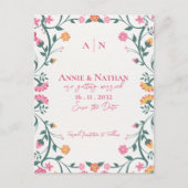 Mooie Geel Roze Bloemen Lijst bruiloft Aankondigingskaart (Voorkant)