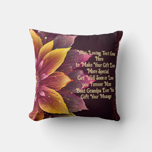 Mooie Geel & Roze Bloom Custom Gift Bericht Kussen (Voorkant)