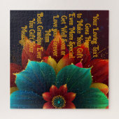 Mooie Geel & Roze Bloom Custom Gift Bericht Legpuzzel (Horizontaal)