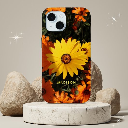 Mooie geel Sinaasappel Bloemen Gepersonaliseerde n Case-Mate iPhone Case