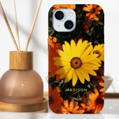 Mooie geel Sinaasappel Bloemen Gepersonaliseerde n Case-Mate iPhone Case