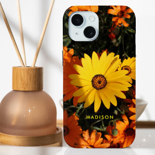 Mooie geel Sinaasappel Bloemen Gepersonaliseerde n iPhone 15 Case