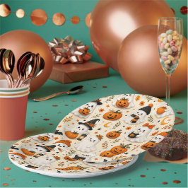 Mooie Geest & Pompoen Halloween Patroon Rond Papieren Bordje