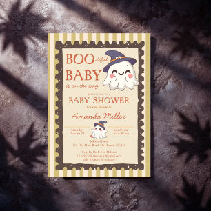 Mooie geest retro postzegel Halloween baby shower Kaart