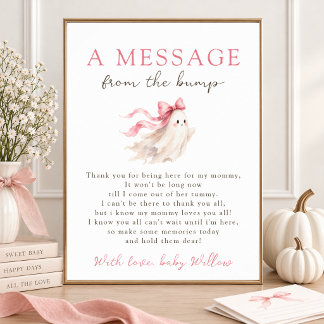 Mooie Geest Roze Strik Bericht Van De Buik Bord Poster
