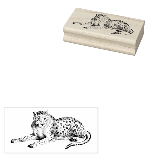 Mooie geëtste sneeuw luipaard rubberen kunststempe rubberstempel (Gestempeld)