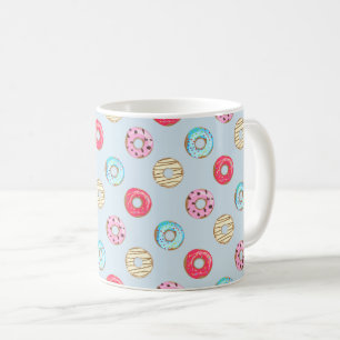 Mooie geglazuurde donut patroon lichtblauw koffiemok