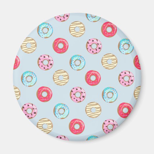 Mooie geglazuurde donut patroon lichtblauw magneet (Voorkant)