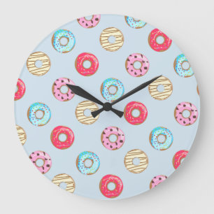 Mooie geglazuurde donutpatroon lichtblauw grote klok