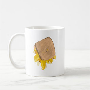Mooie gegrilde kaassandwich druipend koffiemok