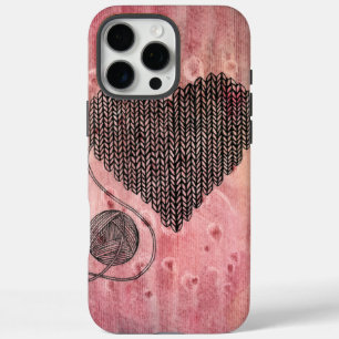 Mooie Gehaakte Garent Hart Watercolor iPhone 16 Pr Pro Max Hoesje