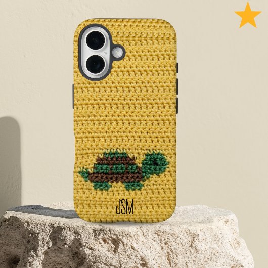 Mooie gehaakte schildpad aangepaste initialen mono Case-Mate iPhone case
