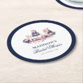 Mooie gehuwde douche gepersonaliseerd ronde kartonnen onderzetter (Gebogen)