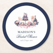 Mooie gehuwde douche gepersonaliseerd ronde kartonnen onderzetter (Voorkant)