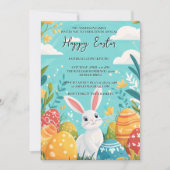 Mooie geïllustreerde konijn en eieren Pasen Kaart (Voorkant)