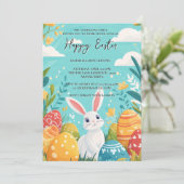 Mooie geïllustreerde konijn en eieren Pasen Kaart (Staand voorkant)