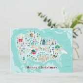 Mooie geïllustreerde Noordpool dorpskaart voor de  Feestdagenkaart (Staand voorkant)