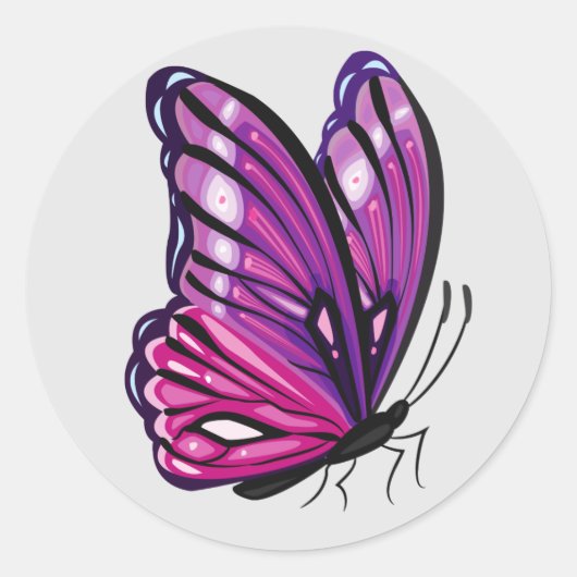 Mooie geïllustreerde vlinder ronde sticker (Voorkant)