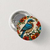 Mooie geïllustreerde vogel ronde button 3,2 cm (Voorkant /achterkant)