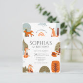 Mooie geïllustreerde vosbosdieren eerste verjaarda briefkaart (Staand voorkant)