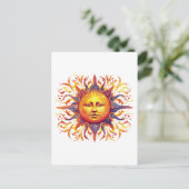 Mooie geïllustreerde zon briefkaart (Staand voorkant)
