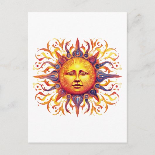 Mooie geïllustreerde zon briefkaart (Voorkant)