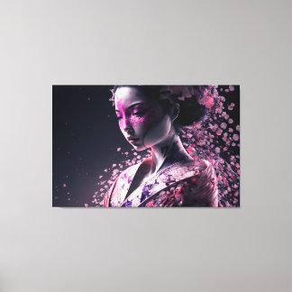 mooie geisha met sakura canvas afdruk