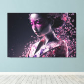 mooie geisha met sakura canvas afdruk (Insitu (Houten vloer))