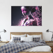 mooie geisha met sakura canvas afdruk (Insitu (Slaapkamer))