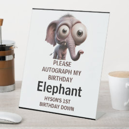 Mooie Gekke Olifant Boerderij Thema 1e Verjaardag Reclamebord Met Voetstuk