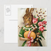 Mooie geklede paashaas dame feestdagenkaart (Voorkant / Achterkant)