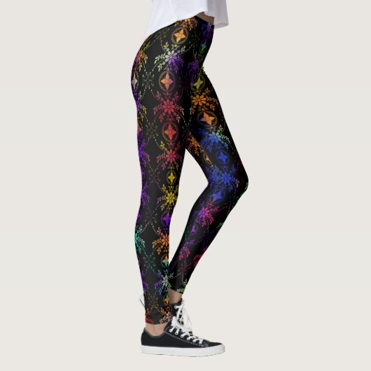Mooie gekleurde bloemen Oud Engels ontworpen Leggings (Rechts)