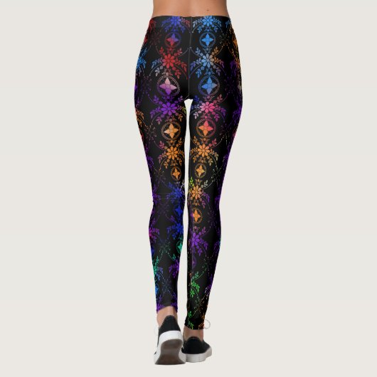 Mooie gekleurde bloemen Oud Engels ontworpen Leggings (Achterkant)