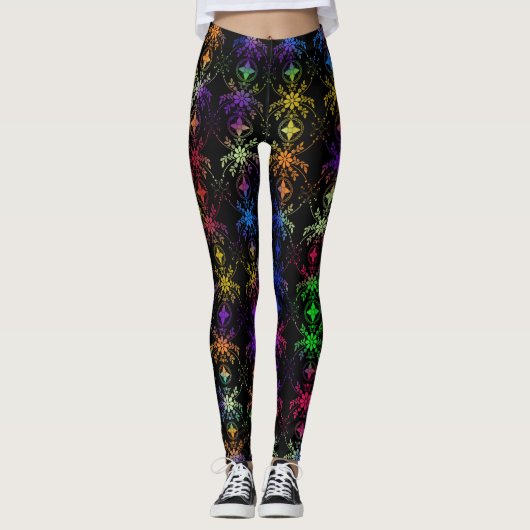Mooie gekleurde bloemen Oud Engels ontworpen Leggings (Voorkant)