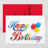Mooie gekleurde Happy Birthday Ballons kaart (Voorkant / Achterkant)