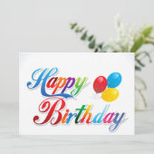 Mooie gekleurde Happy Birthday Ballons kaart (Staand voorkant)
