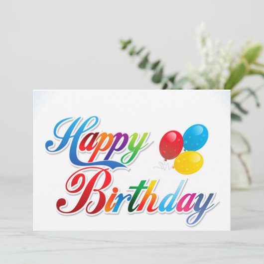 Mooie gekleurde Happy Birthday Ballons kaart (Staand voorkant)