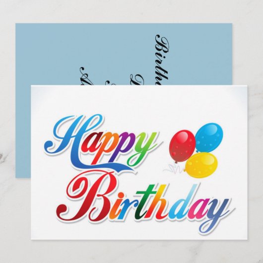 Mooie gekleurde Happy Birthday Ballons kaart (Voorkant / Achterkant)