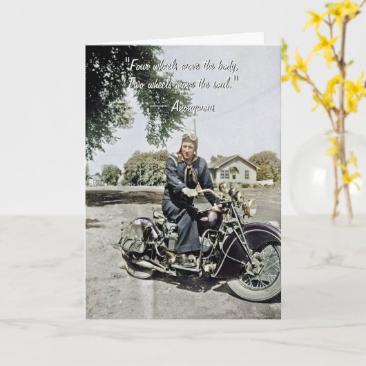 Mooie gekleurde  motorfiets foto kaart (Gele Bloem)