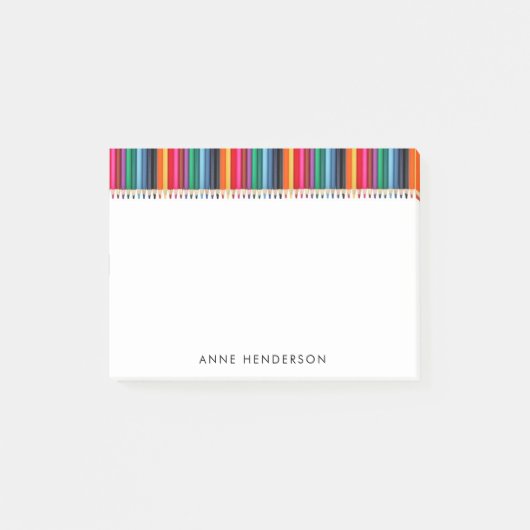 Mooie gekleurde potloden Persoonlijke naam van de Post-it® Notes (Voorkant)